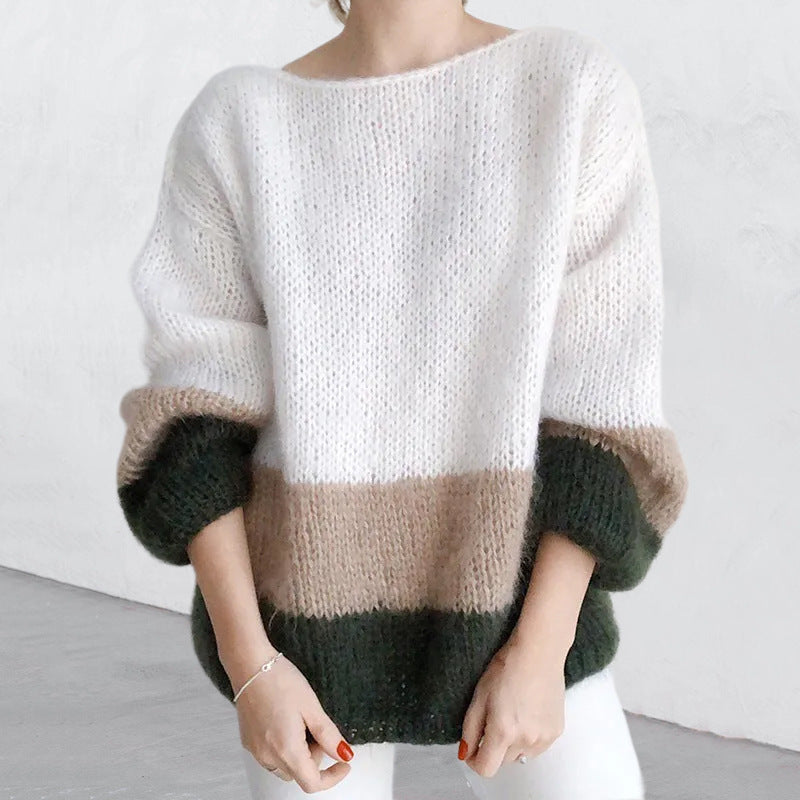 Damen Strickpullover Weich Modisch Beige - Norvielle