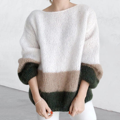 Damen Strickpullover Weich Modisch Beige - Norvielle
