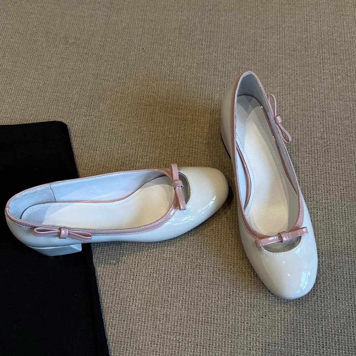 Damen Ballerinas Glitzernd Bequem Mit Schleifen