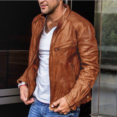Herren Bikerjacke Echtleder