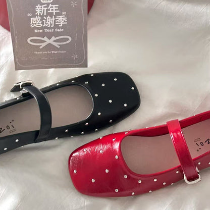 Damen Ballerinas Glitzerriemen Modische Schnalle