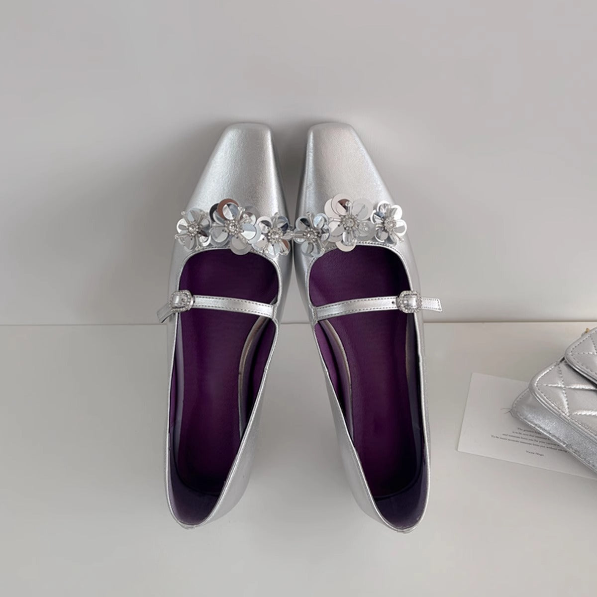 Damen Ballerinas Blumenmuster Schimmernd Elegantes Design - Norvielle