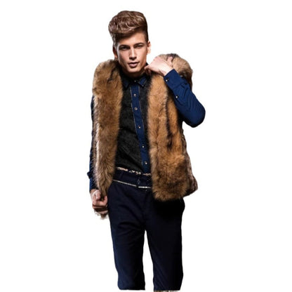 Herren Kunstpelzweste Elegante Tiefe Kragen