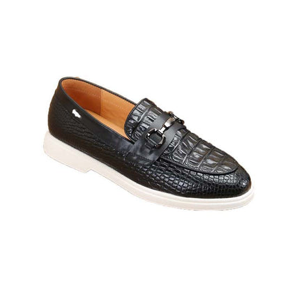 Damen Mokassin Slipper Leder Krokodiloptik