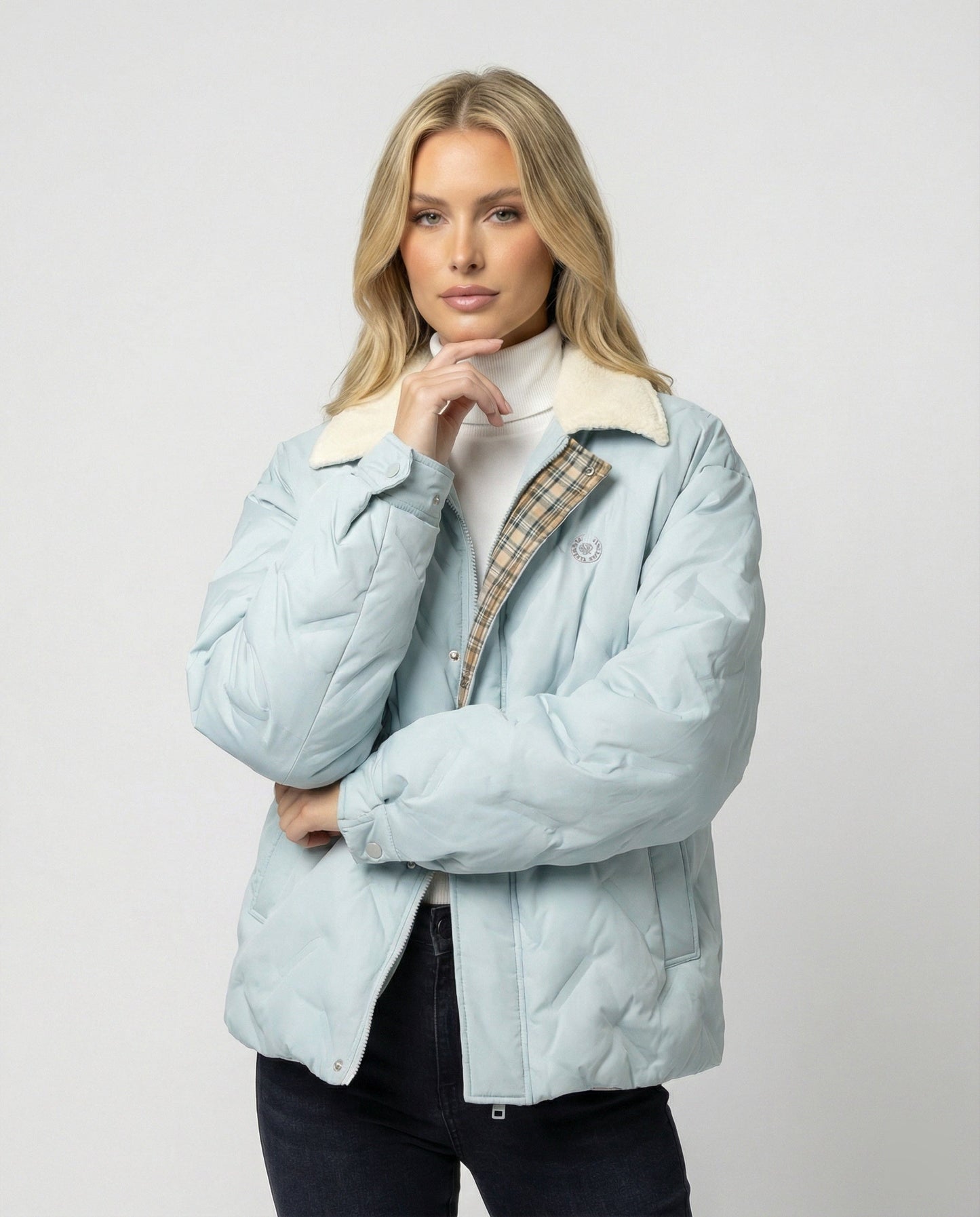 Damen Steppjacke Warm Winter Mantel Cord Reverskragen Schwarz - Norvielle
