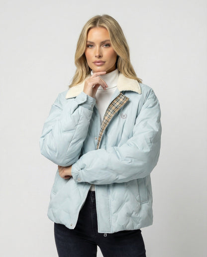 Damen Steppjacke Warm Winter Mantel Cord Reverskragen Schwarz - Norvielle