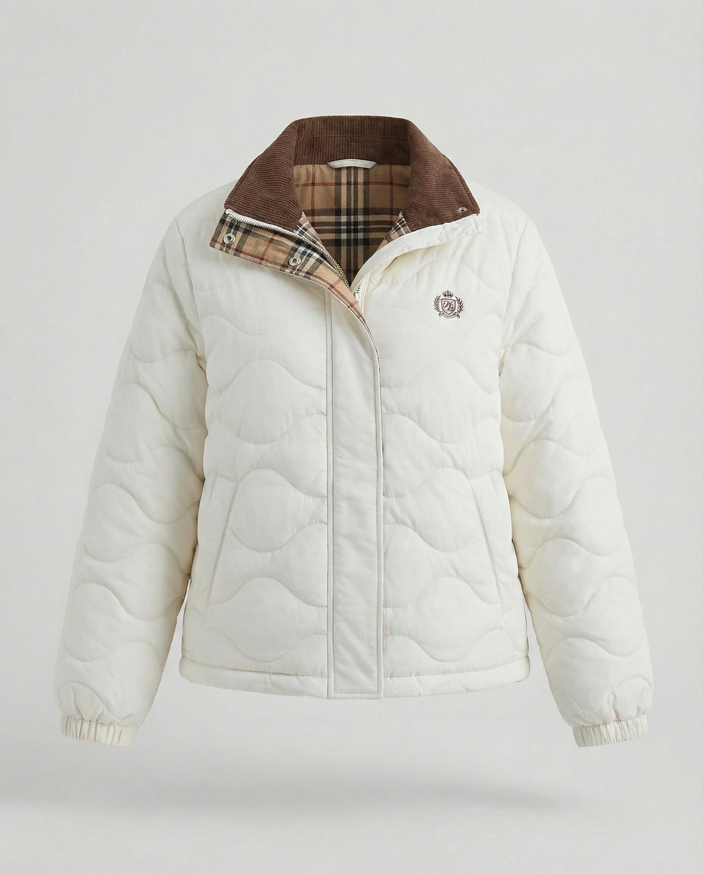 Damen Steppjacke Warm Winter Mantel Cord Reverskragen