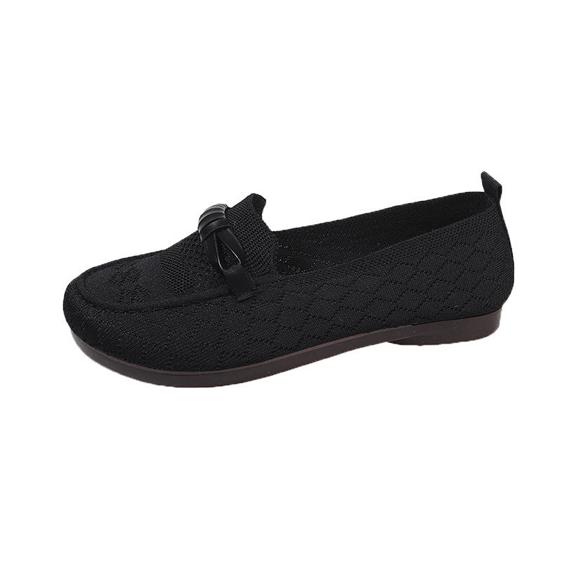Damen Mokassins Flach Elastisch mit Schleife