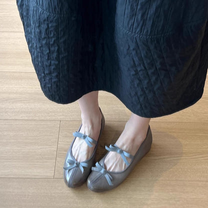 Damen Ballerinas Schleifen Design Bequem Elegant