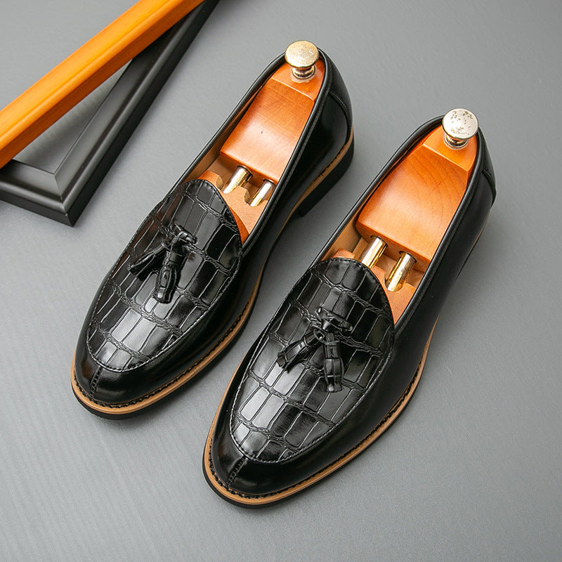 Damen Mokassins Leder Schuhe Elegantes Quasten-Design Braun