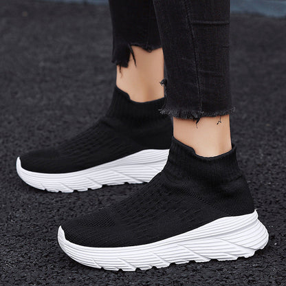 Damen Sneaker Elastisch Strick Optik Sportlich