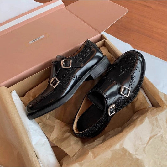 Damen Doppelschnürer Schuhe Elegant Verzierungen Schwarz - Norvielle