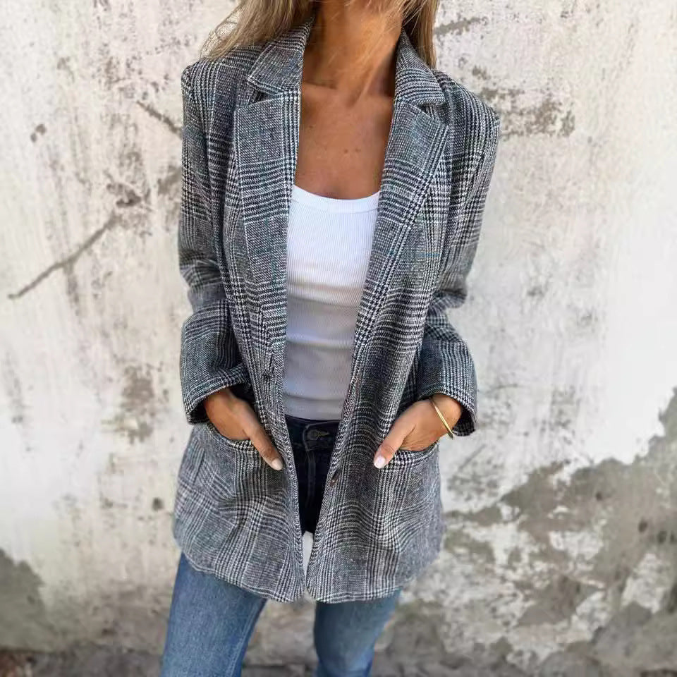 Damen Blazer Karierter Slimfit Modern