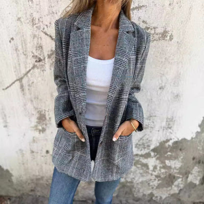 Damen Blazer Karierter Slimfit Modern