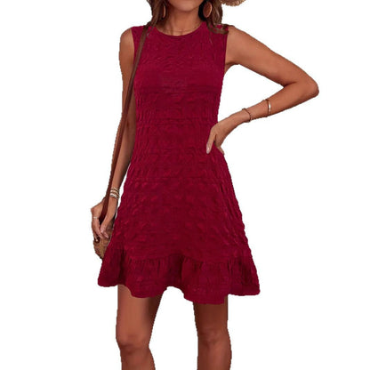 Damen Sommerkleid Ärmellos Rüschendetails Elegant Kurz