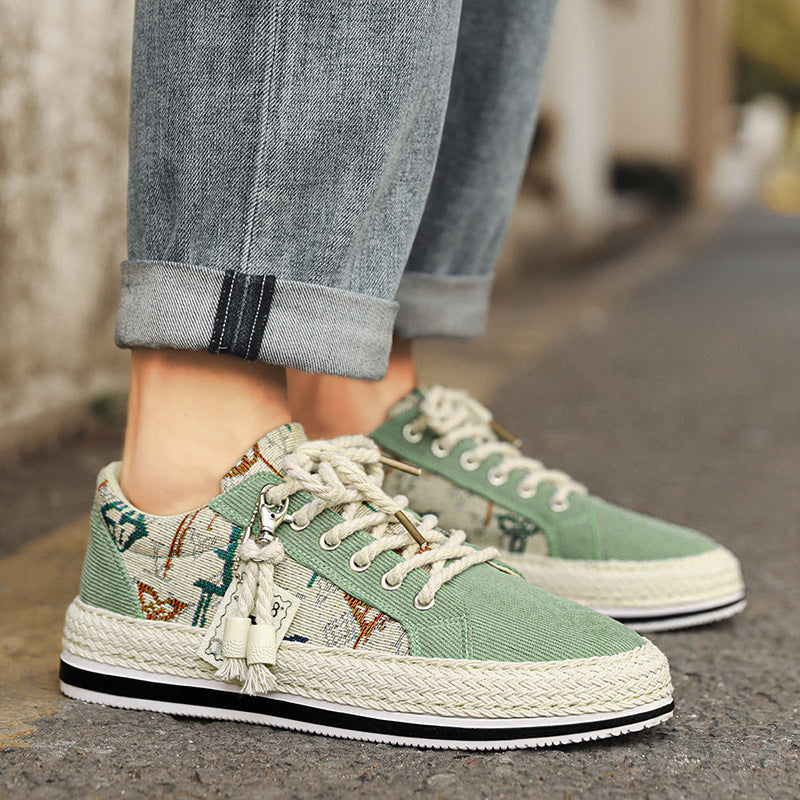 Damen Sneaker Geflochtene Sohle Bequem