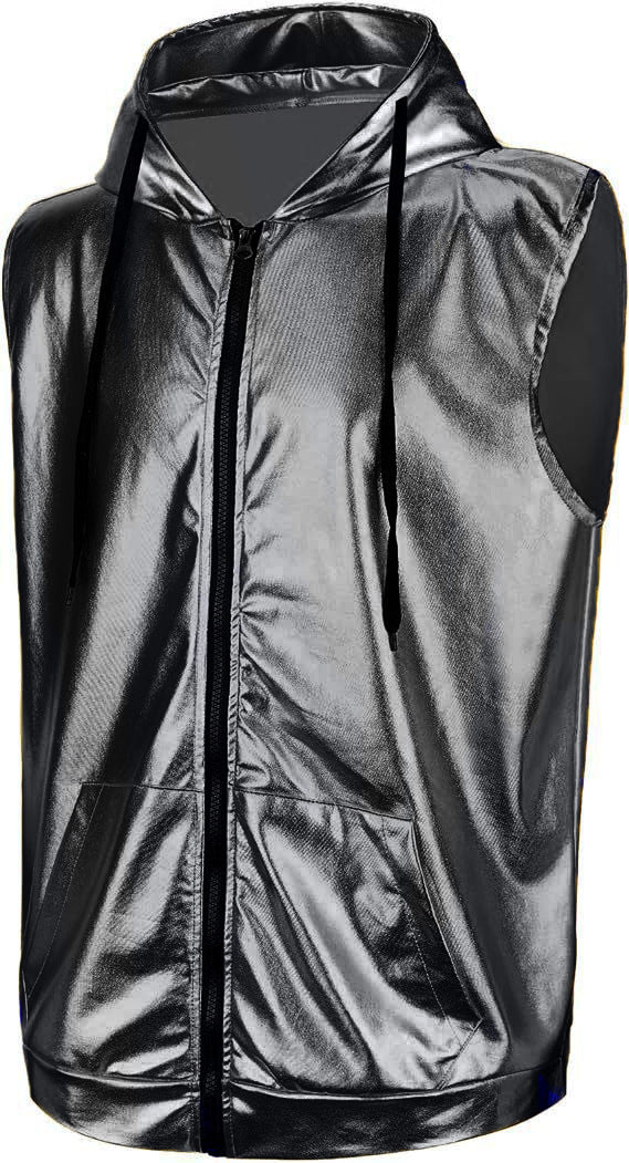 Herren Kapuzenweste Metallic Glanz Modern