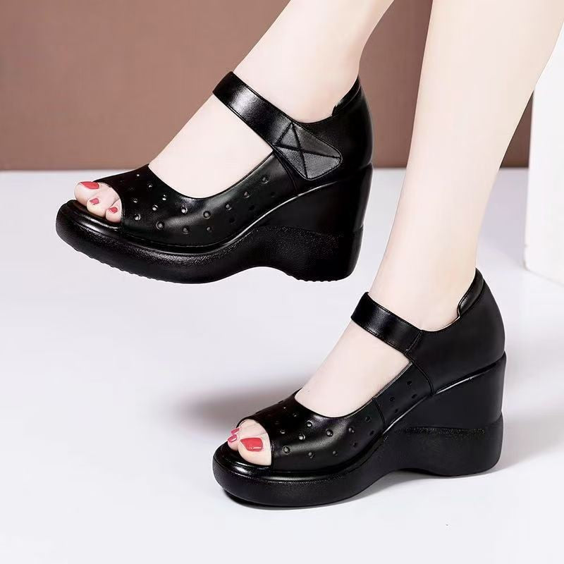 Damen Wedgesandalen Weiches Obermaterial Verstellbarer Riemen