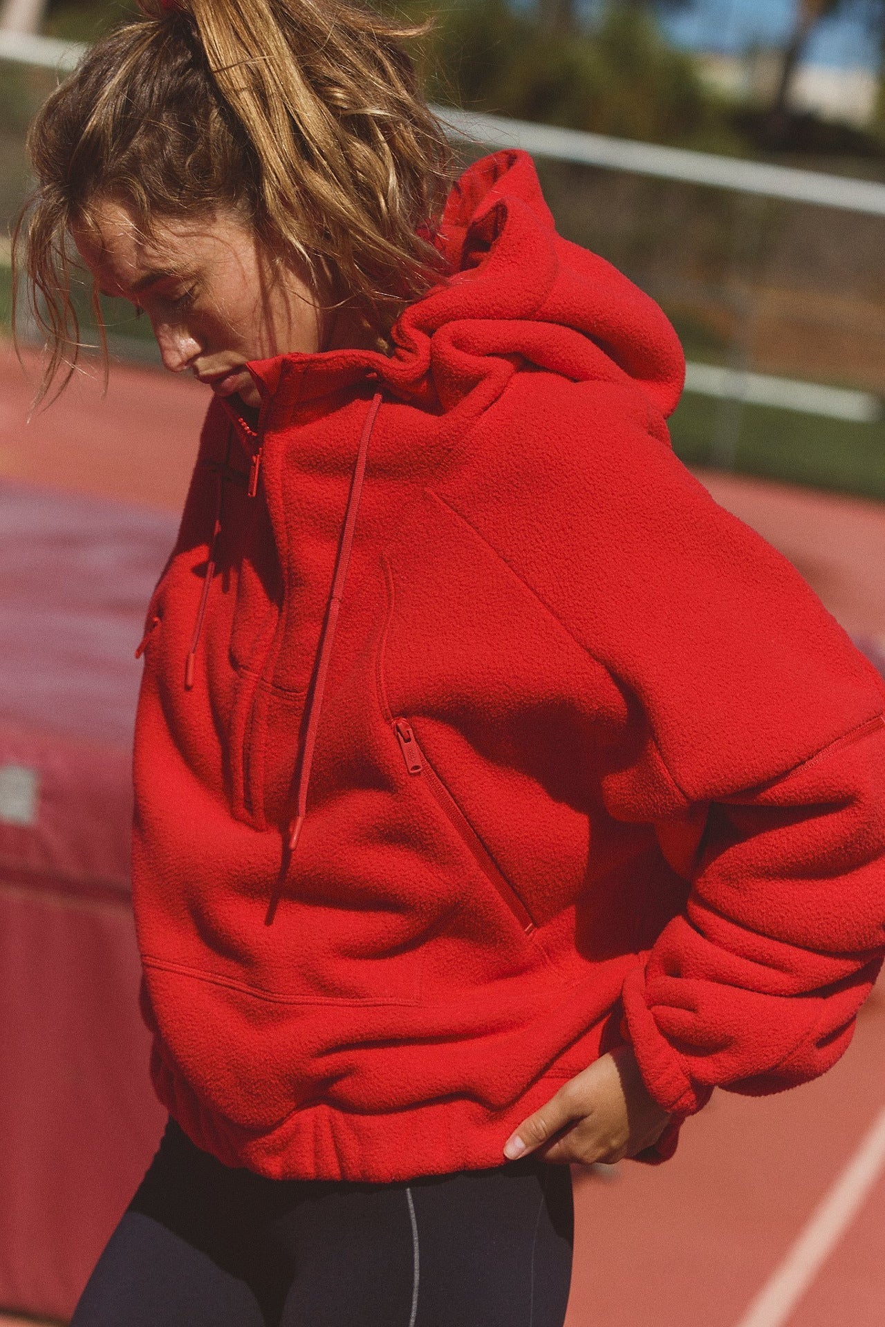 Damen Fleecejacke Oversized Modern Kragen