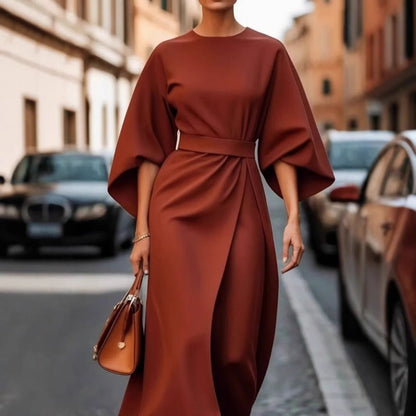 Damen Midikleid Puffärmel Elegant - Norvielle