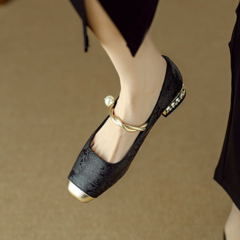 Damen Ballerinas Perlen Schmuck Elegantes Design