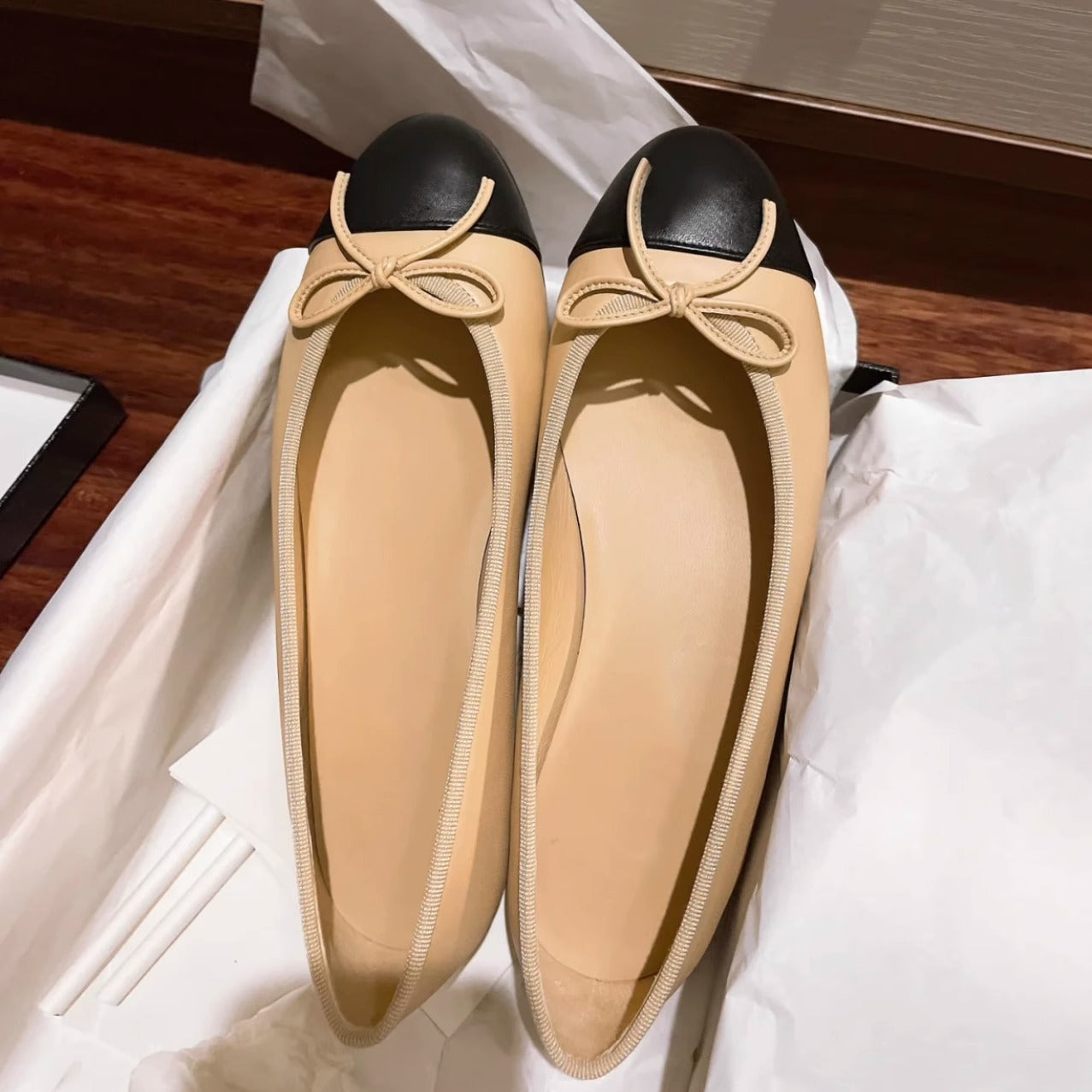 Damen Ballerinas Elegant Metalldetail Schleifenverschluss - Norvielle
