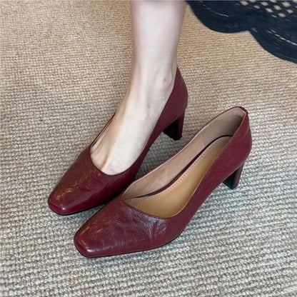 Damen Pumps Komfort Blockabsatz Elegantes Leder