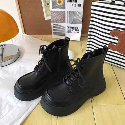Damen High- Plattform Schnürstiefel