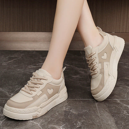 Damen Sneaker Chunky Herz Dekoration Bequem