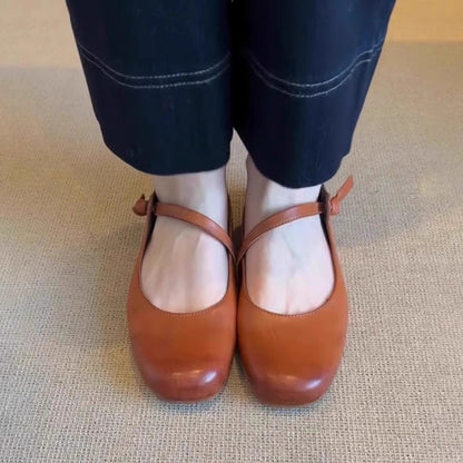 Damen Ballerinas Weiches Leder Elegante Riemen
