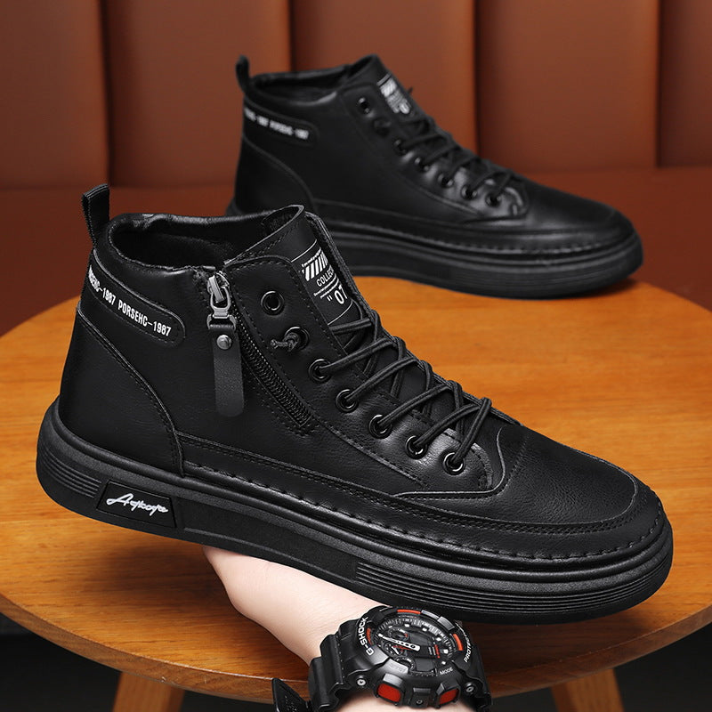Damen Hochsneaker Leder Robust Mit Reißverschluss
