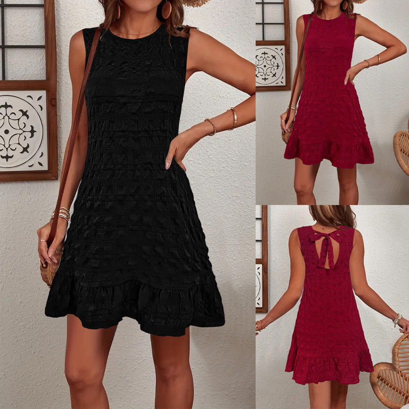 Damen Sommerkleid Ärmellos Rüschendetails Elegant Kurz - Norvielle