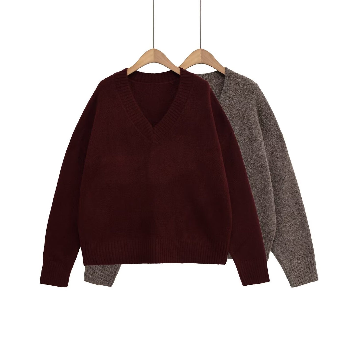 Damen Strickpullover V-Ausschnitt Glamour Stil - Norvielle