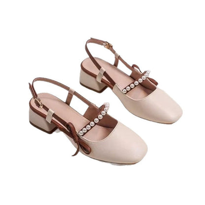 Damen Slingback Pumps Hochhackig Mit Perlen Komfortabel