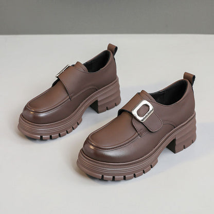 Damen Loafers Chunky Schnalle Bequem