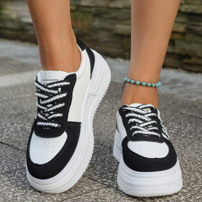 Damen Plateau Sneaker Hoch Weiches Innenfutter