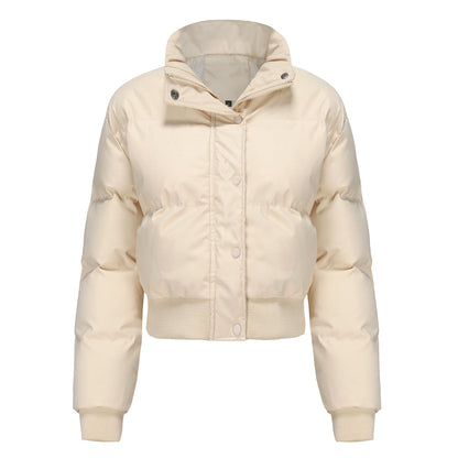Damen Steppjacke Cropped mit Kragen und Druckknöpfen