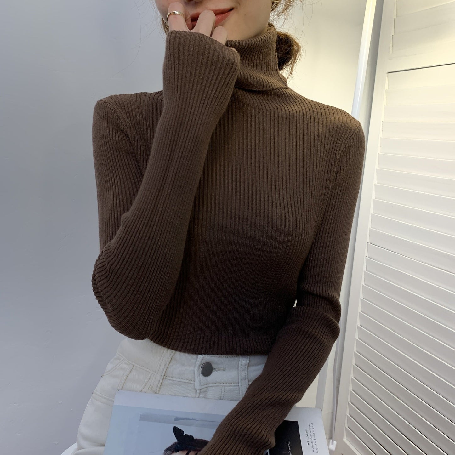 Damen Rollkragenpullover Weich Warm Oversized