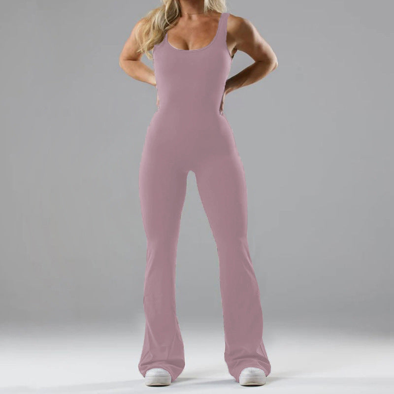 Damen Jumpsuit Sportlich Weicher Stoff Flared