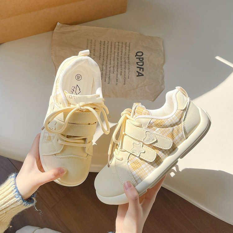 Damen Sneaker Karomuster Komfort Klettverschluss