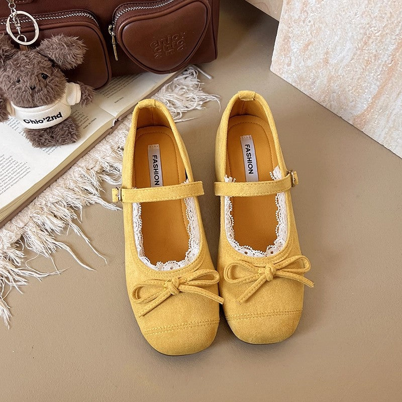 Damen Ballerinas Verstellbarer Riemen Spitze Elegant
