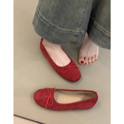 Damen Ballerinas Weich Bequem Mit Schleifen Detail