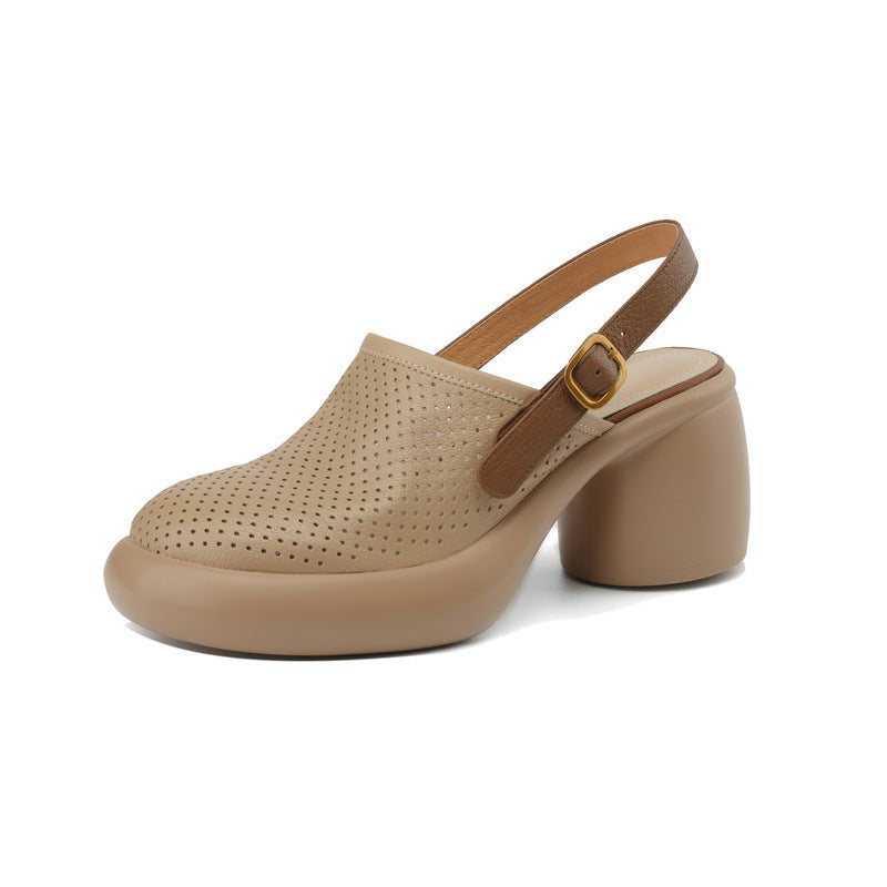 Damen Clogs Atmungsaktives Material Blockabsatz Bequem Elegant