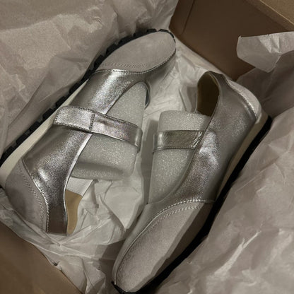 Damen Ballerinas Elegante Leder Schuhe Mit Riemenverschluss