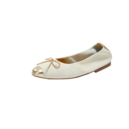 Damen Ballerinas Elegante Schleifen Detail Leder