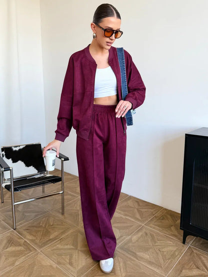 Damen Sport Jogginganzug Set Elastikbund