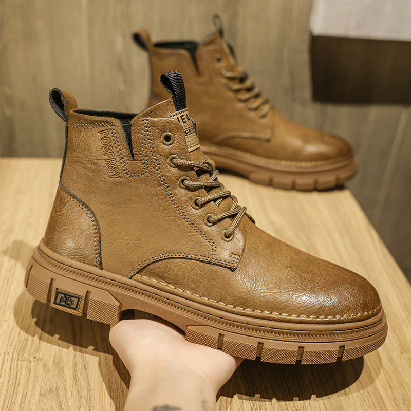 Damen Lederstiefeletten Rutschfest Schwarz - Norvielle