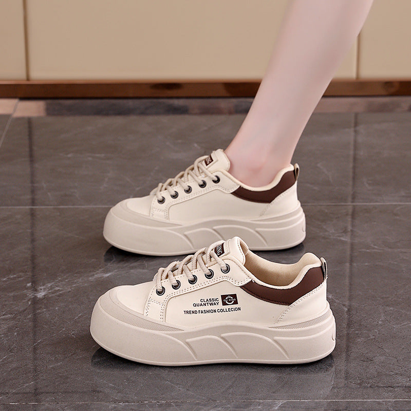 Damen Plateau Sneaker Atmungsaktives Material Komfortschuhe