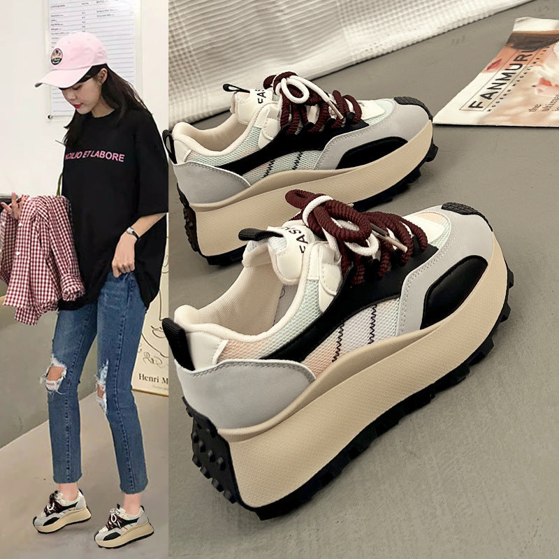 Damen Plateau Sneaker Hoch Rutschfest Farbverlauf Schwarz - Norvielle