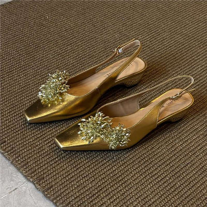 Damen Slingback Pumps Kristall Glitzer
